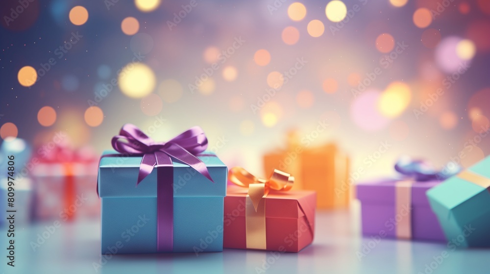 Colorful Gift Boxes with Blurred Background. Colorful Gift Boxes with Blurred Background.