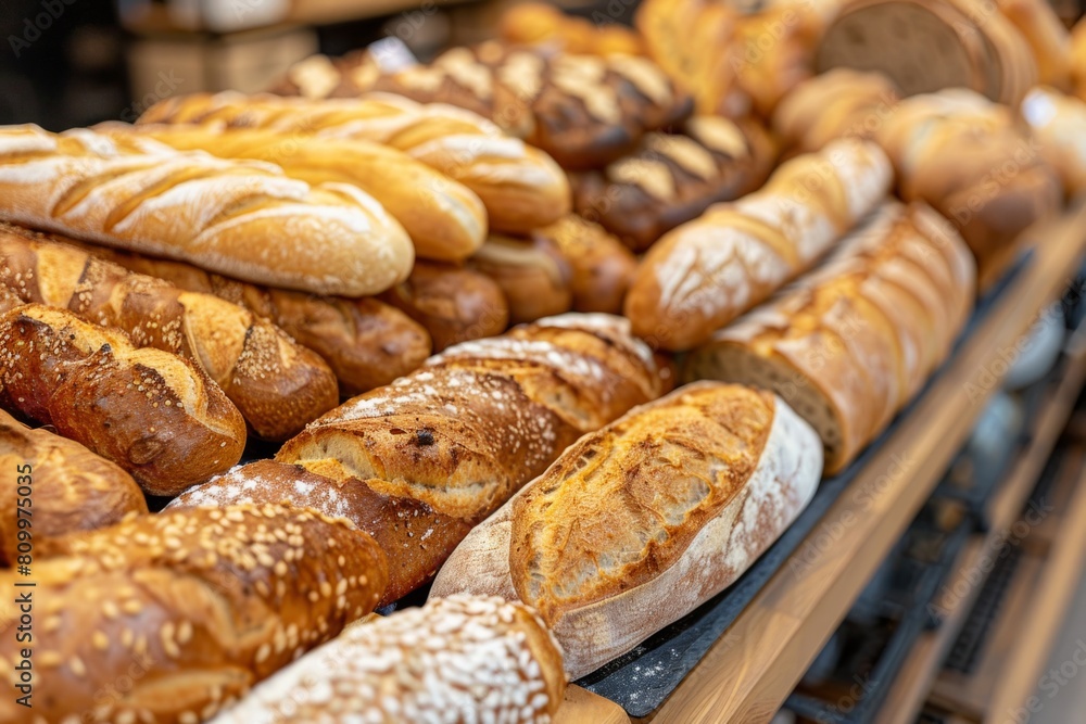 Assortment of fresh bread in a bakery Assortment of fresh bread in a bakery