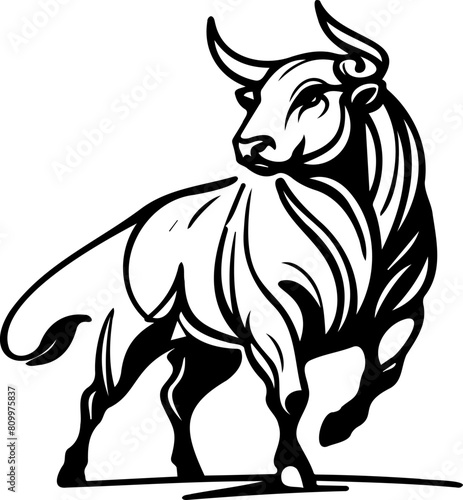 Elegant vector design showcasing a black bull on a white background