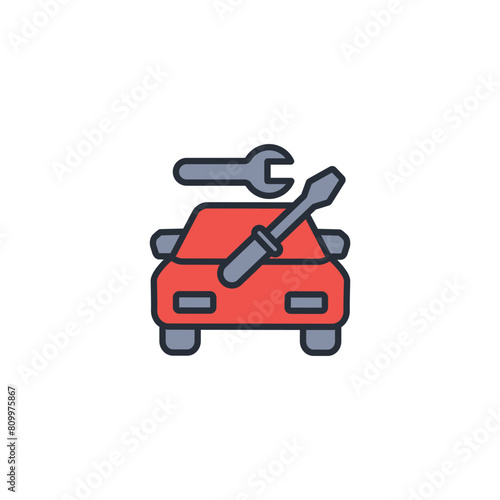 car repair icon. vector.Editable stroke.linear style sign for use web design logo.Symbol illustration.
