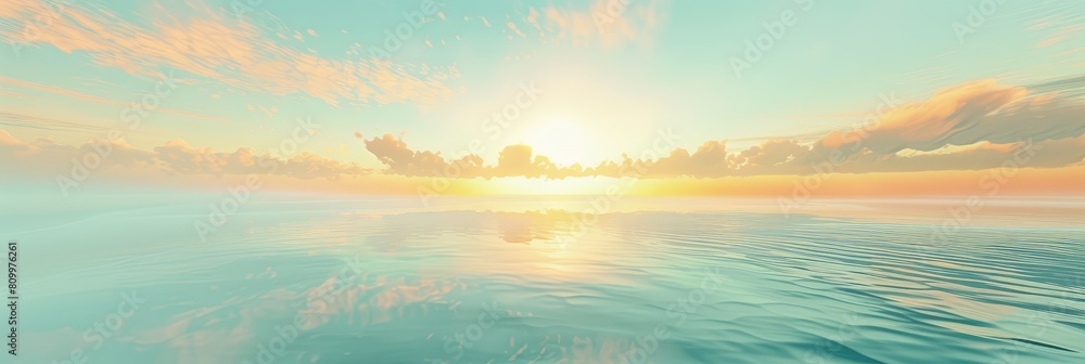 Tranquil Sunset Over Calm Sea Panorama
