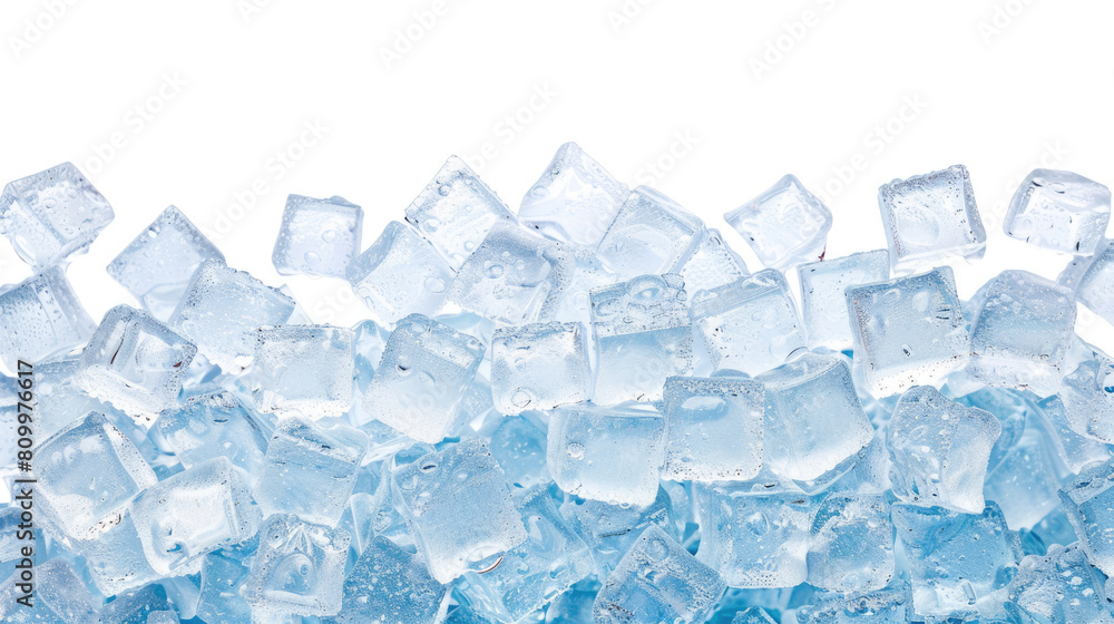 Crystal clear ice cubes as background, top view Crystal clear ice cubes as background, top view