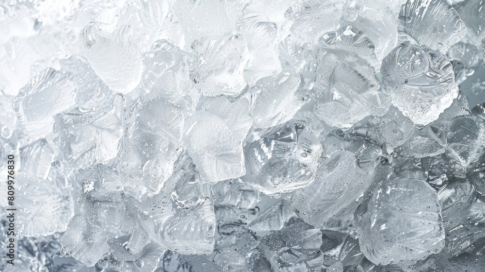 Obraz premium Crystal clear ice cubes as background, top view