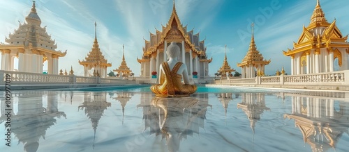Timeless Elegance of Wat Benchamabophit s Marble Facade Reflected in Tranquil Pools