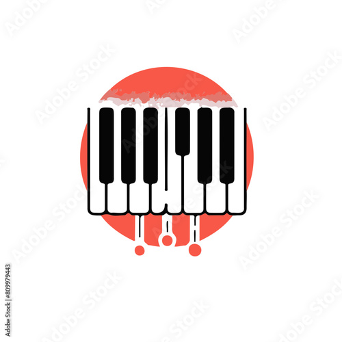 Minimalistic logo illustration of piano on a white background.