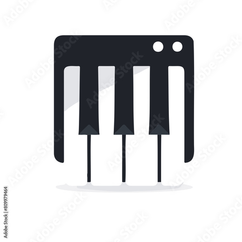 Minimalistic logo illustration of piano on a white background.