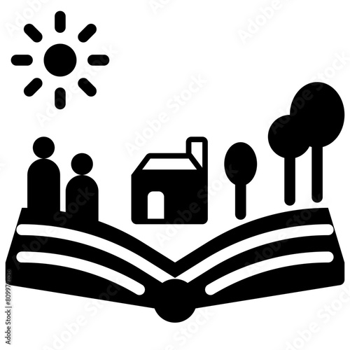 environment book glyph style icons