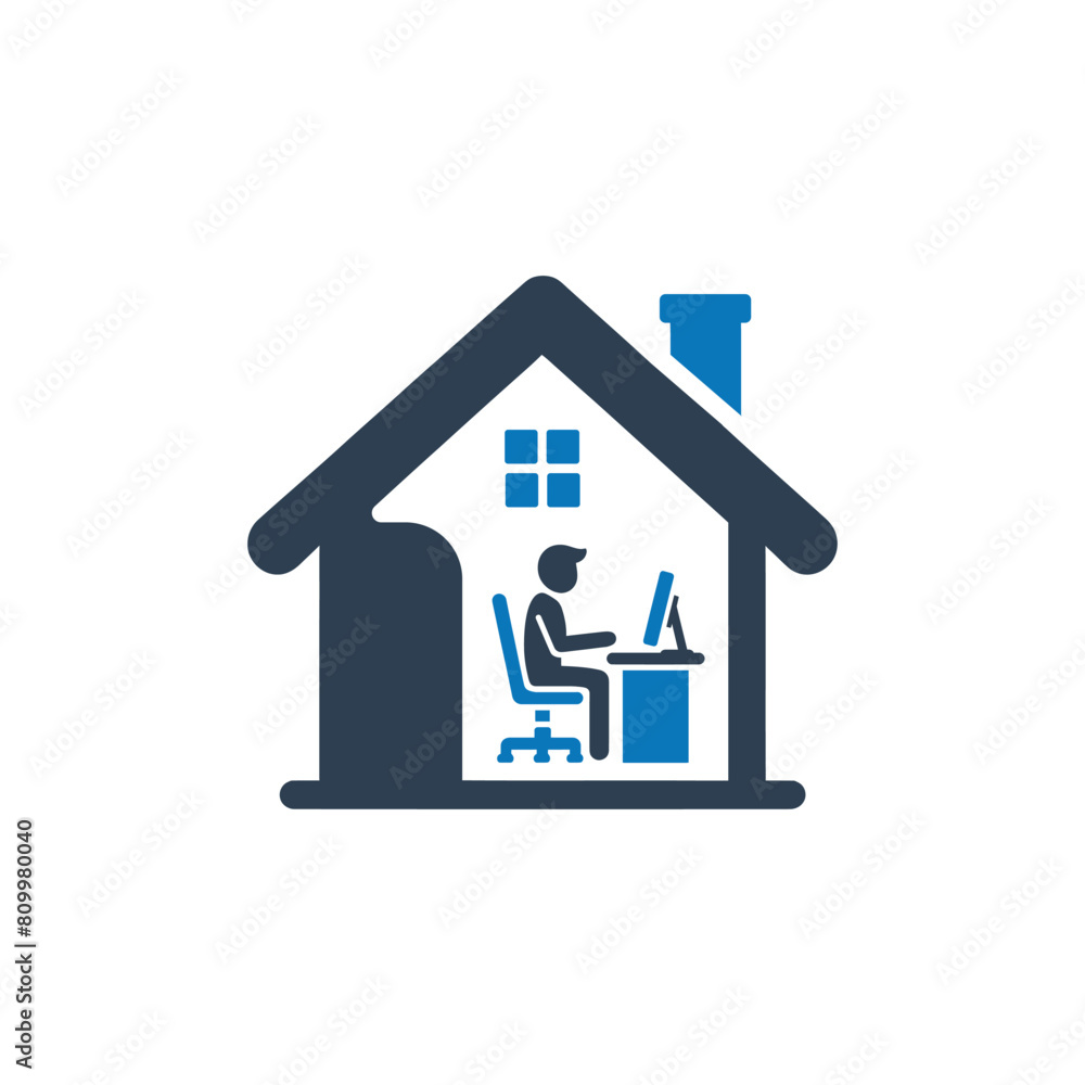 Work from home icon, Home office remote work icon Work from home icon, Home office remote work icon