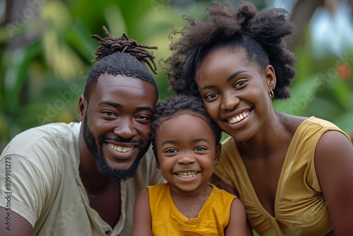 Happy Family. Black man  woman and kid. Smiling daughter embracing her dad and mum. Black Life Matters.
