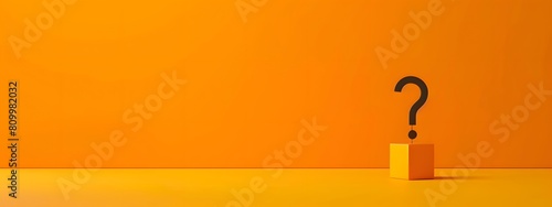 Minimalist plain orange background for product photography with just one object as the highlight, exclamation mark. photo