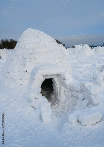 Igloo, a national shelter from the cold of the northern peoples, made of snow bricks © Sergey