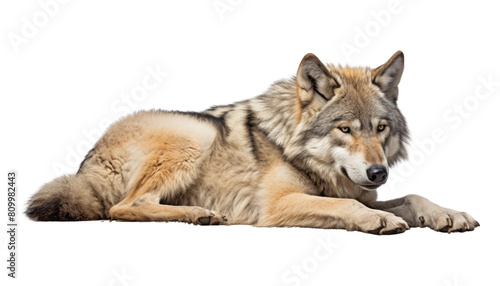 wolf sitting isolated on transparent background cutout