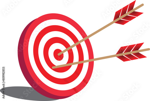 Target with arrow icon set. Archery target with arrow. Archery target with arrow isolated on transparent background. Bullseye concept vector illustration. 