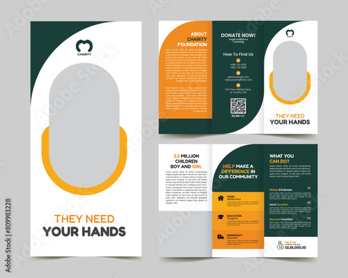 charity donation trifold brochure design template