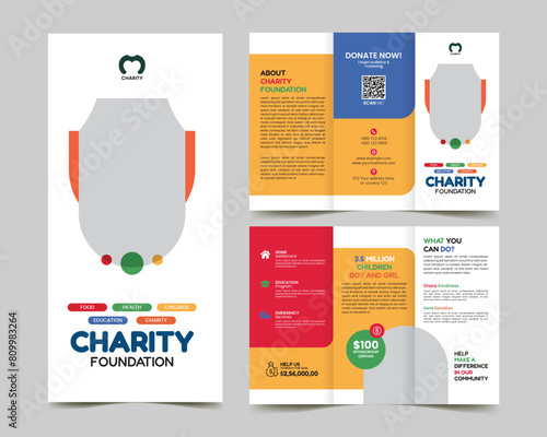charity donation trifold brochure design template
