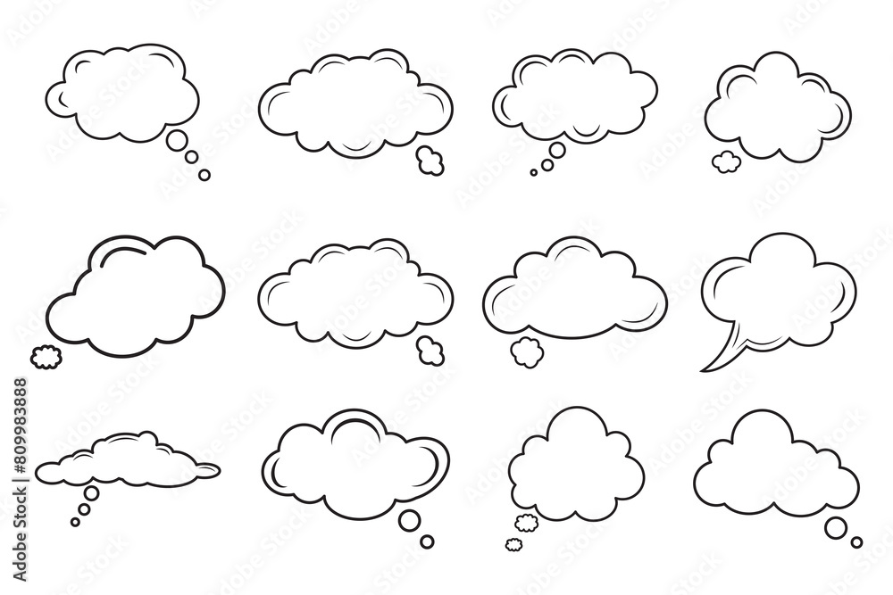 Thought bubble icon set, Cloud speech bubbles collection. Empty thought cloud. Vector illustration Thought bubble icon set, Cloud speech bubbles collection. Empty thought cloud. Vector illustration