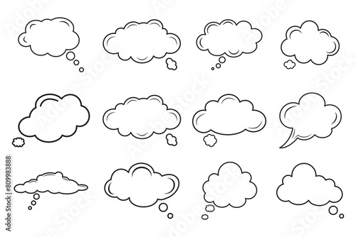 Thought bubble icon set, Cloud speech bubbles collection. Empty thought cloud. Vector illustration