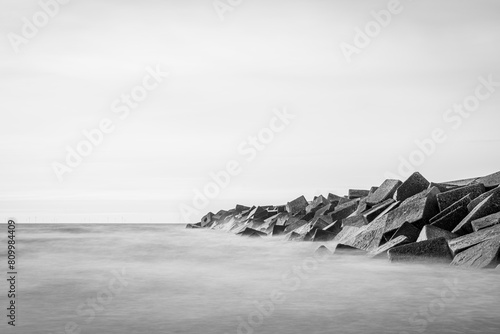 Concrete breakwater against sea Scheveningen