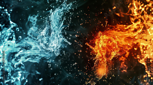 fire and ice abstract background combines the intense warmth of flames with the cool tranquility of ice, creating a captivating contrast.