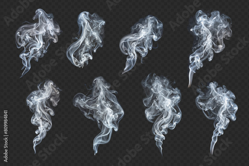 Set smoke on a transparent background. Discover our modern vector collection of ethereal smoke graphics.