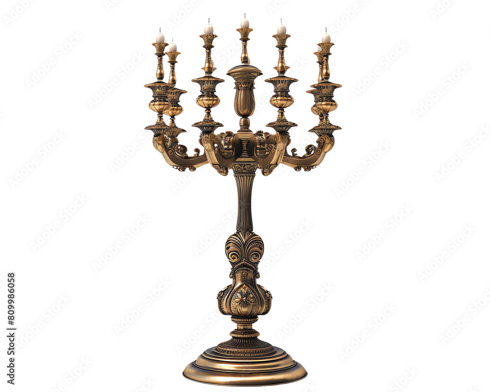 A golden Menorah with 7 branches