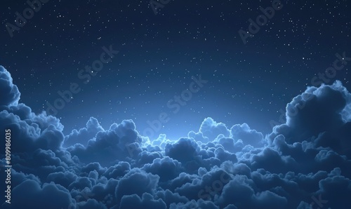 A starry night sky with scattered altocumulus clouds photo