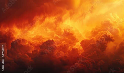 Fiery red-orange sky and dramatic clouds, sky background