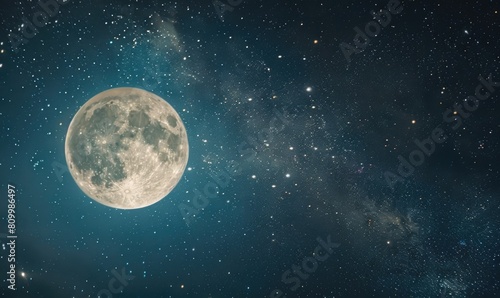 Starry night sky with a full moon