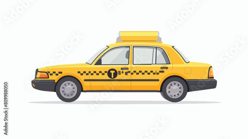 Yellow taxi passenger car in Scandinavian style. Cute