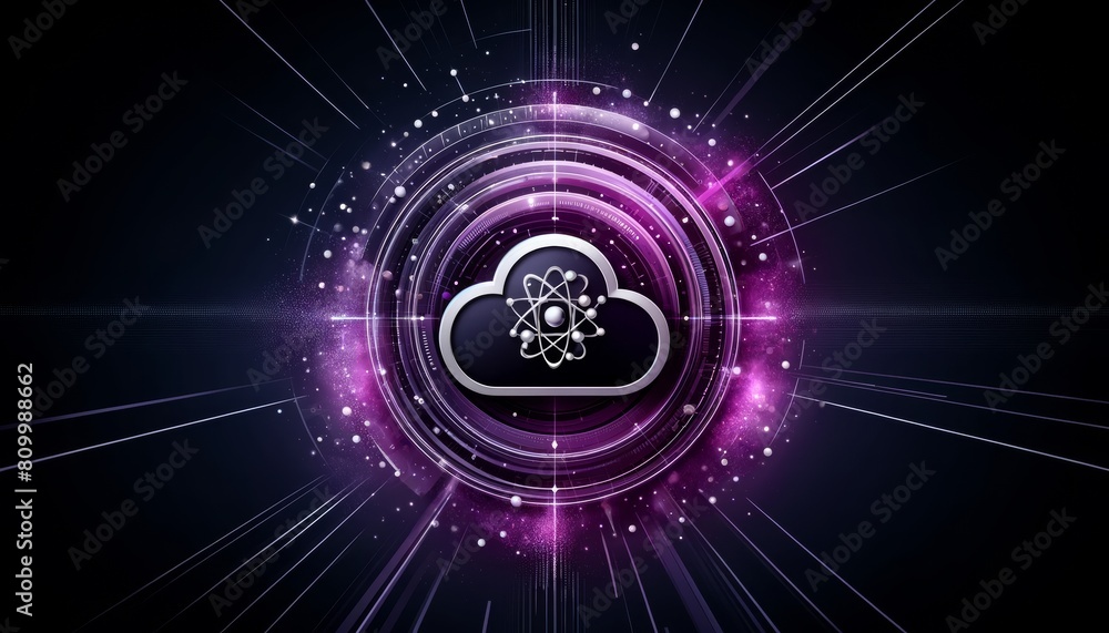 digital cloud computing logo with particle ring circle , futuristic abstract background digital cloud computing logo with particle ring circle , futuristic abstract background