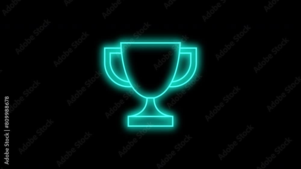Blue neon trophy cup blink animation Blue neon trophy cup blink animation