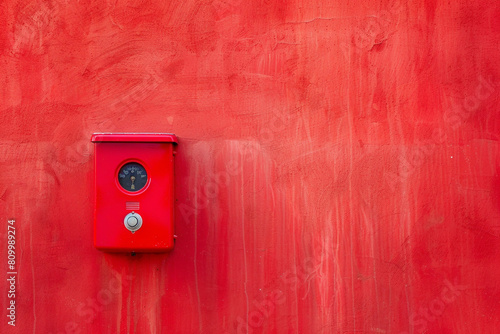 Red fire alarm box against a contrasting background symbol of safety and alertness copy space 