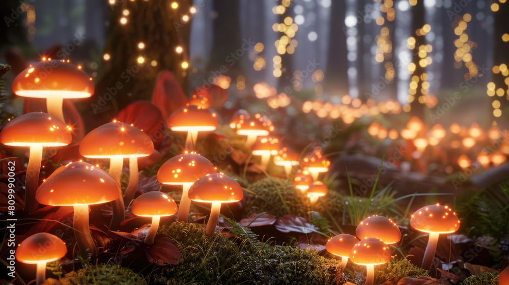 Magic forest with mushrooms. Fantasy landscape of a fictional world Magic forest with mushrooms. Fantasy landscape of a fictional world