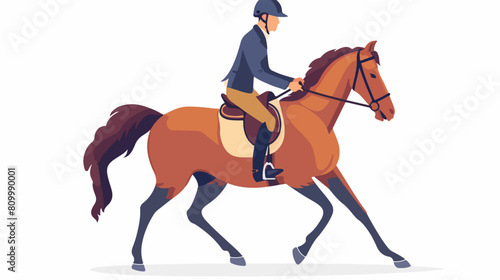 Young horseman training at equestrian school. Jockey