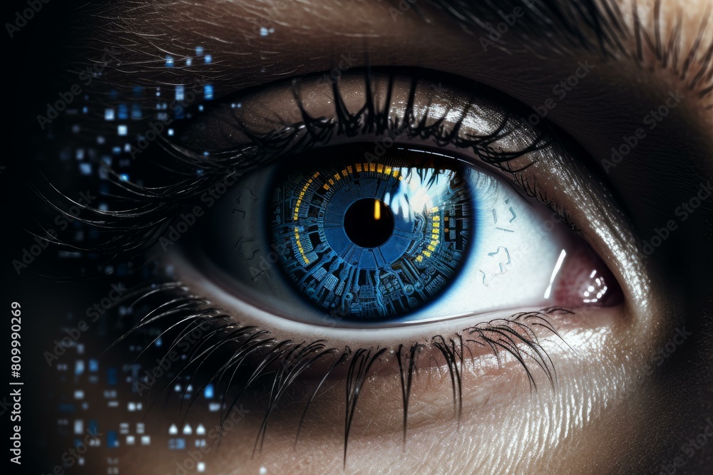 Fototapeta premium Automated Technology digital eye. Screen visual data. Generate Ai