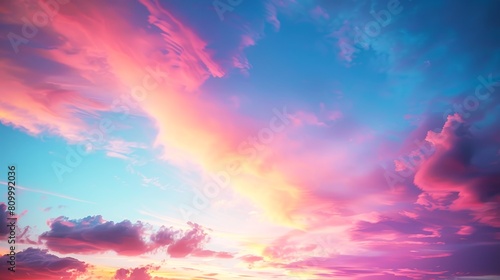 Beautiful sunset sky with dramatic clouds and vivid colors