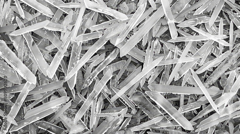 A monochrome image of a grassy field strewn with numerous tiny glass fragments A monochrome image of a grassy field strewn with numerous tiny glass fragments