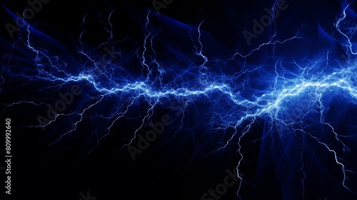 Vibrant Blue Electrical Lightning Bolt Illuminating the Darkness