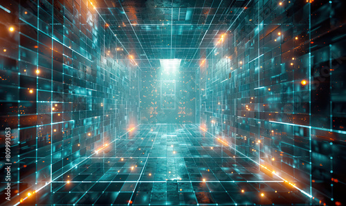 Futuristic Digital Data Tunnel , Generate AI