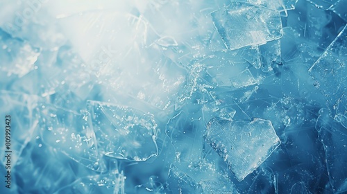  A collection of ice cubes atop a blue countertop, adjacent to a wall filled with more ice cubes