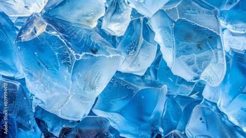  A tight shot of multiple ice cubes, each clearly showcasing clear, frozen water
