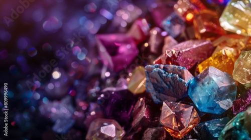 Gemstones in contrast with dark backgrounds generative ai