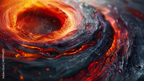  A tight shot of a red and black object, adorned with water droplets at its base