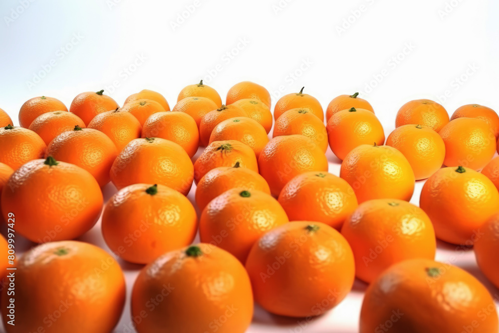 generated illustration lot of Juicy oranges isolated on white background