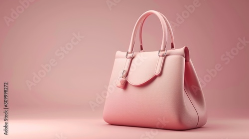  A pink handbag against a solid pink background