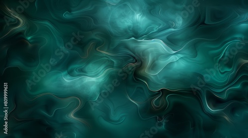  Green-teal backdrop with middle swirls and lined patterns © Jevjenijs