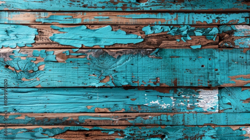 A weathered piece of wood, painted blue, with peeling and chipped paint edges A weathered piece of wood, painted blue, with peeling and chipped paint edges