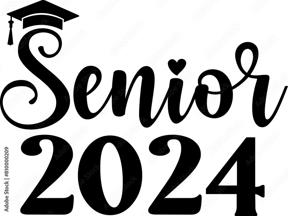 Graduation senior 2024 typography clip art design on plain white transparent isolated background for card, shirt, hoodie, sweatshirt, apparel, tag, mug, icon, poster or badge Graduation senior 2024 typography clip art design on plain white transparent isolated background for card, shirt, hoodie, sweatshirt, apparel, tag, mug, icon, poster or badge