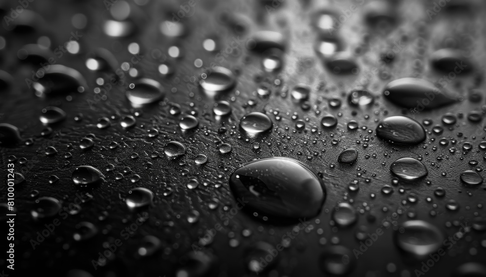 Water drops and bubbles on a black background . Abstract wallpaper. Cover