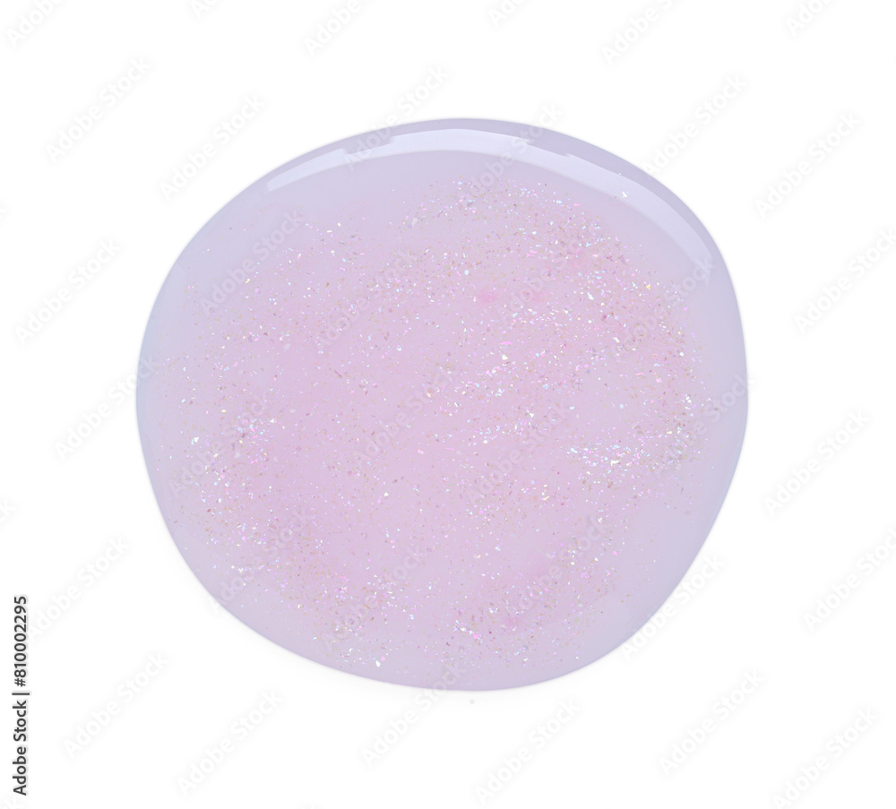 Sample of pink nail polish with glitter isolated on white, top view Sample of pink nail polish with glitter isolated on white, top view